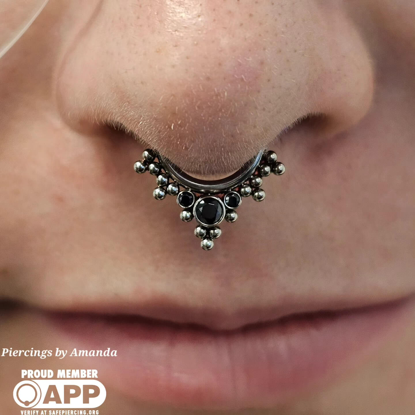 Fresh Septum piercing with niobium